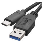 USB-A 3.0 / USB-C 3.1 Quick Charge Data Cable, 1 m, black