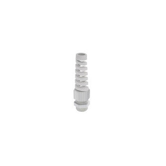 Spiral gland, M20x1,5mm, clamping range 6-12 mm, grey RAL7035, extended mounting thread