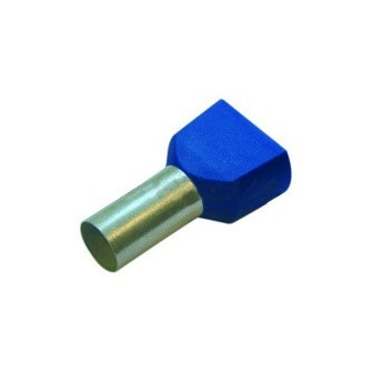 Dutinka dvojitá, průřez 2x0,25mm2/délka 8mm, dle DIN46228, barva modrá, 100ks v balení