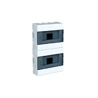 Plastic plasterboard cabinet with transparent door, 12 modules, 1 row, 311x205x95mm