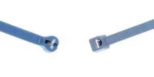 Stahovací páska detekovatelná s 10% obsahem kovu, sv. modrá, 54kg, rozměr 7,6x370mm, 100ks v bal