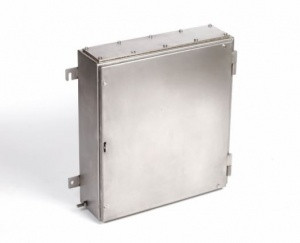Stainless steel switchboard cabinet 800x1250x140mm with external clamps