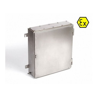Stainless steel switchboard. cabinet, Ex environment 102x152x63mm with external clamps