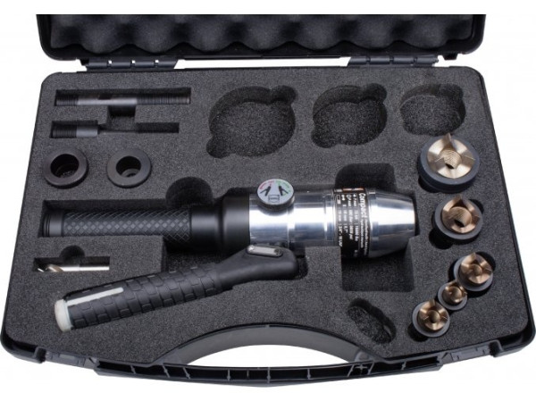 01650 Ručný hydraulický priamy rezací nástroj ALFRA vrátane kufríka s dierovacími nástrojmi Pg9 - Pg42 na nerezovú oceľ