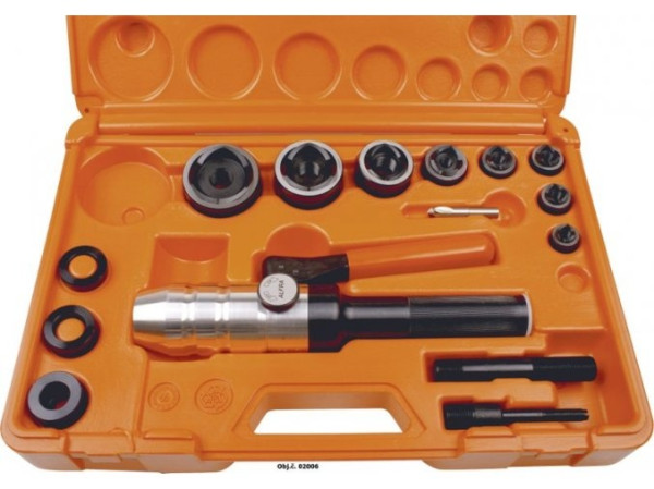 02006 ALFRA Handhydraulisches Geradeschneidwerkzeug inkl. Koffer mit Stempeln Pg9 - Pg42 Standard