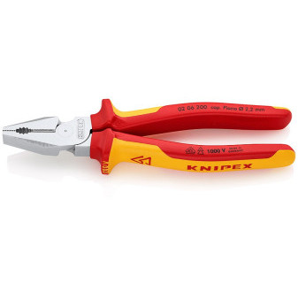 0206200 Szczypce KNIPEX combi. wytrzymałe do 1 kV, chromowane, dwukomponentowe rękojeści, długość 200 mm