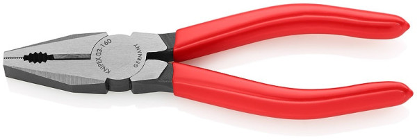 0301160 Kliešte KNIPEX kombinované, rukoväte potiahnuté PVC, dĺžka 160 mm