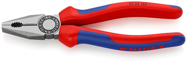 0302180 KNIPEX Kombizange, Zwei-Komponenten-Griffe, Länge 180mm