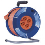 Extension cable on drum 50 m / 4 sockets / red / PVC / 230 V / 1.5 mm2