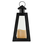 LED lantern black, square, 26,5 cm, 3x AAA, indoor, vintage