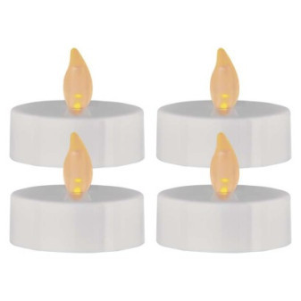 Dekoracja LED - tea light maxi, biały, CR2032, do wnętrz, vintage, 4 szt.