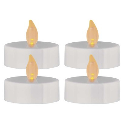 Dekoracja LED - tea light maxi, biały, CR2032, do wnętrz, vintage, 4 szt.
