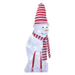 LED vianočný snehuliak s čiapkou a šálom, 46 cm, do interiéru aj exteriéru, studená biela