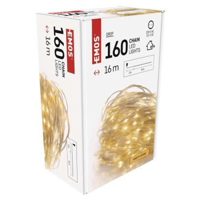 LED-Weihnachts-Nanokette, 16 m, innen und außen, warmweiß, Timer