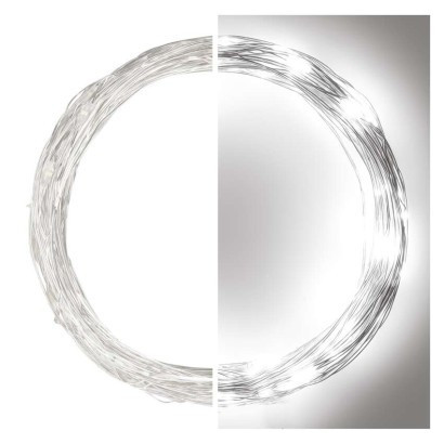 LED-Weihnachts-Nanokette silber, 10 m, innen und außen, kaltweiß, Timer