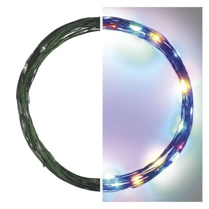 LED vianočná nano reťaz zelená, 4 m, vnútorná a vonkajšia, viacfarebná, časovač