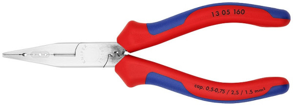 1305160 KNIPEX Drahtzange verchromt, Zwei-Komponenten-Griffe, Länge 160mm