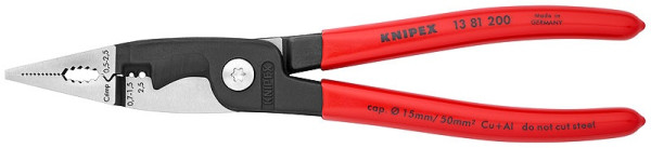 1381200 KNIPEX Kombinované kliešte, rukoväte potiahnuté PVC, dĺžka 200 mm