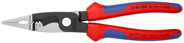 1382200 KNIPEX Combination pliers electro, two-component handles, length 200mm