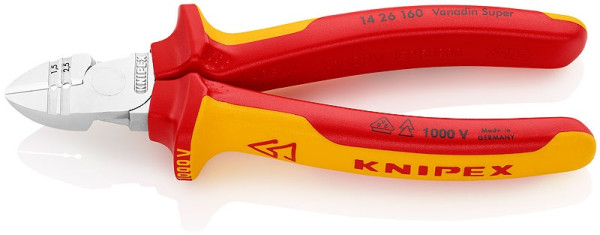 1426160 KNIPEX side cutter/ stripper pliers up to 1000V, length 160mm