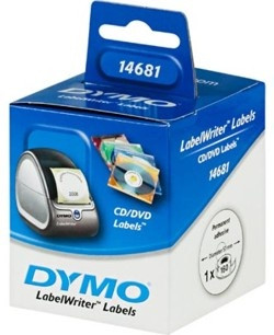 14681 DYMO Etiketten für CD/DVD Papier Durchmesser 57mm, weiß (Packung mit 160 Etiketten)