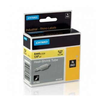18058 DYMO compatible flat shrink wrap 19mm for diameter 4,64-8,70mm, black print on yellow