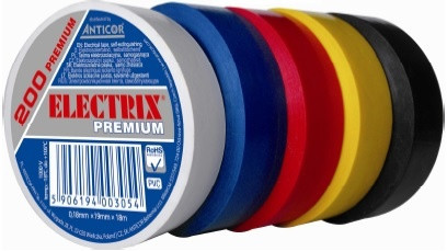 Electrical insulation tape self-adhesive PVC frost-resistant 0,18x25mm/18m use -18°C to  105°C, black