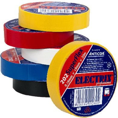 Professional self-adhesive PVC electrical tape 0,19x15mm/20m, use -10°C to  85°C, white