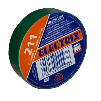 Elektroizolačná páska, samolepiaca PVC, rozmer 0,13x15mm/10m, použitie  10°C až  85°C, zelená
