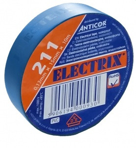 Electrical insulating tape, self-adhesive PVC, size 0,13x38mm/20m, use  10°C to  85°C, white