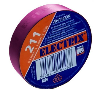 Elektroizolačná páska, samolepiaca PVC, rozmer 0,13x15mm/10m, použitie  10°C až  85°C, fialová