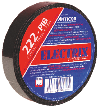 Vulcanizing PIB tape 19mm x 7,5m, black, -40 to  90°C, moisture resistant, 600% stretch