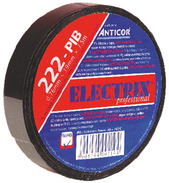 Vulcanizing PIB tape 25mm x 10m, black, -40 to  90°C, moisture resistant, 600% stretch