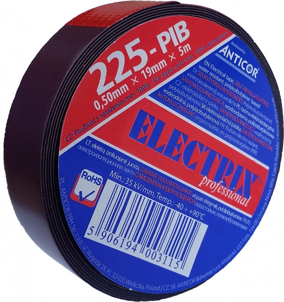 Vulcanizing PIB tape 38mm x 10m, black, -40 to  90°C, moisture resistant, 600% stretch