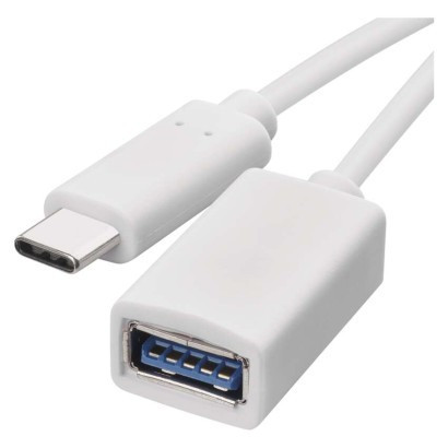 Kabel OTG USB-A 3.0 / USB-C 3.0 z funkcją redukcji, 15 cm, biały