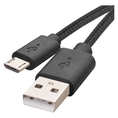 USB-A 2.0 / micro USB-B 2.0 charging and data cable, 2 m, black