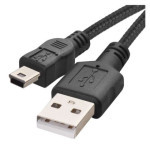 Kabel USB-A 2.0 / mini USB-B 2.0 do ładowania i transmisji danych, 2 m, czarny