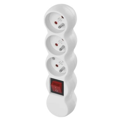 Separate 3 socket with switch, white