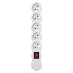 Separate 5 socket with switch, white