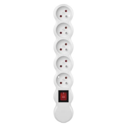 Separate 5 socket with switch, white