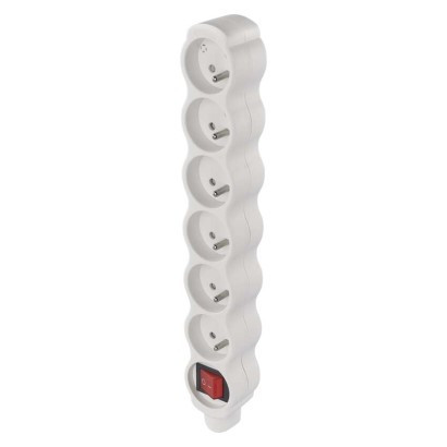 Separate 6 socket with switch, white
