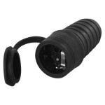 Socket SCHUKO straight rubber, black, IP44