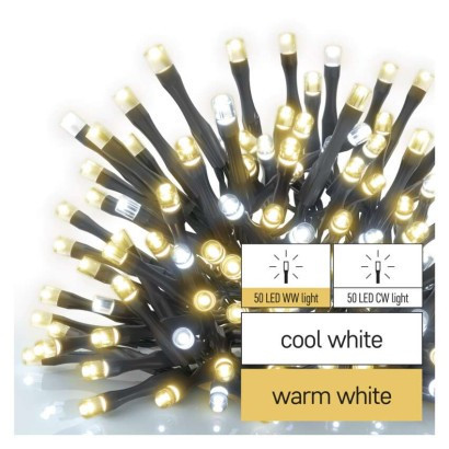 Štandardná spojovacia vianočná reťaz LED, 10 m, vonkajšia, teplá/studená biela