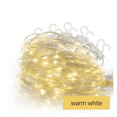 LED vánoční drop řetěz – záclona, 1,7x2 m, venkovní i vnitřní, teplá bílá, programy