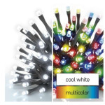 LED vánoční řetěz 2v1, 10 m, venkovní i vnitřní, studená bílá/multicolor, programy
