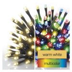 LED vianočná reťaz 2v1, 10 m, vnútorná a vonkajšia, teplá biela/veľmi farebná, programy