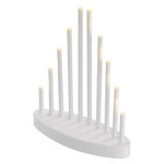 LED candle holder white, 24,5 cm, 3x AA, indoor, warm white, timer