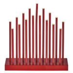 LED-Kerzenhalter rot, 28,5 cm, 3x AA, innen, warmweiß, Timer