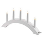 Candlestick for 5x bulb E10 white wooden, arch, 20x38 cm, indoor, warm white