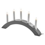 Candlestick for 5 bulbs E10 wooden grey, arch, 20x38 cm, indoor, warm white